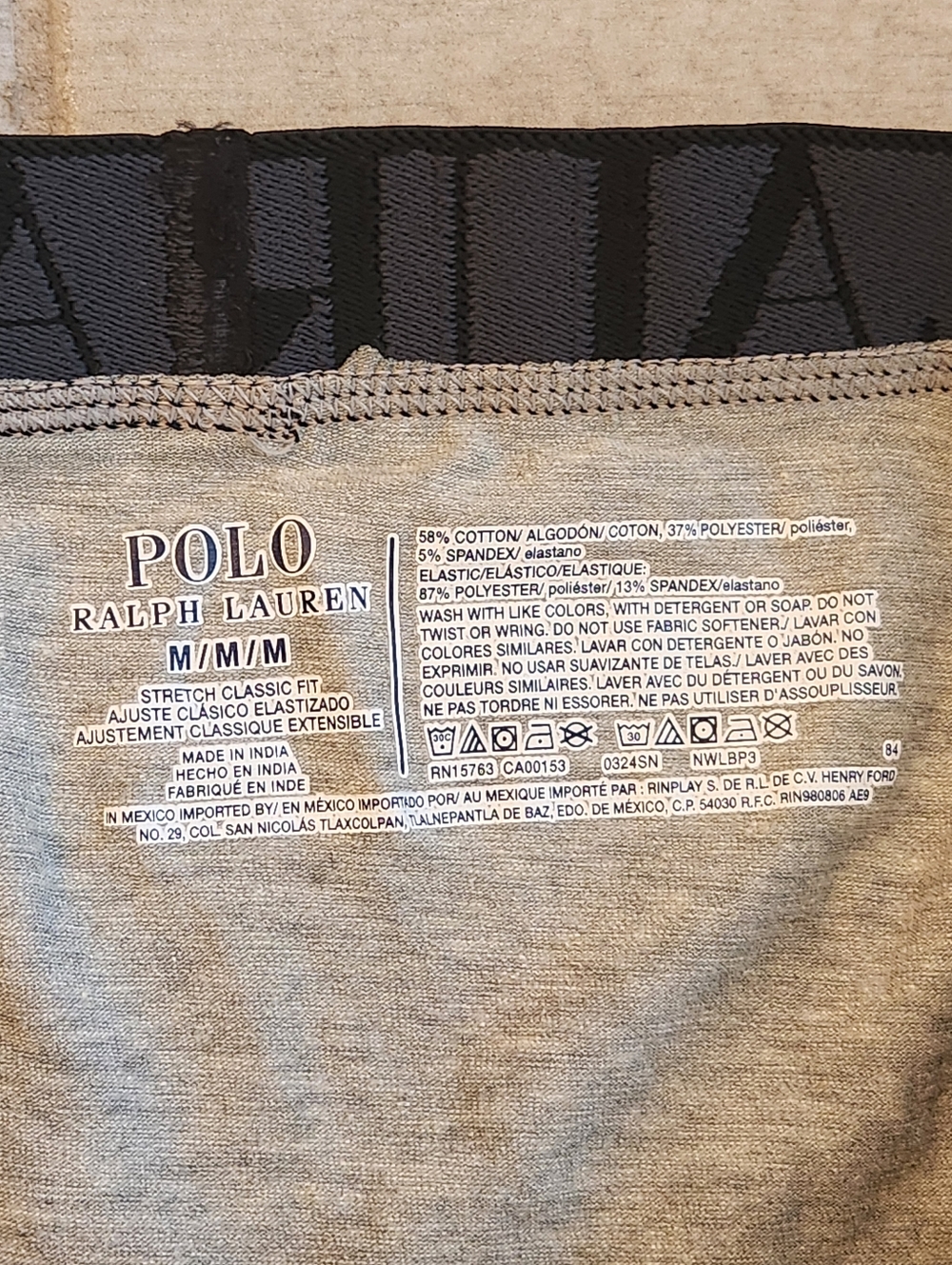 Polo Ralph Lauren Briefs M Grey Cotton Blend Logo Waist Long Leg Comfort New $20 - Picture 7 of 7